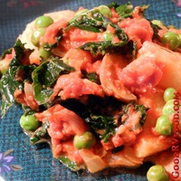 Polenta and Greens with Tomato Vodka Sauce